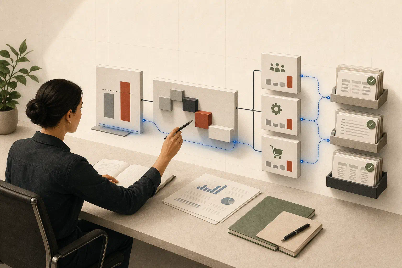 An FP&A analyst traces an actual-versus-plan variance through operational drivers to source records.